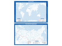 Фрагмент (демонстрационный) маркерный (двухсторонний) "Карта мира и Российской Федерации" (немая) с комплектом тематических магнитов - fgospostavki.ru - Красный Сулин