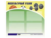 Стенд информационный "Физкультурный уголок" (80х75 сантиметров, 4 кармана, алюминиевый профиль) - fgospostavki.ru - Красный Сулин