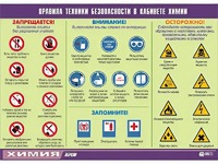 Таблица демонстрационная "Правила техники безопасности в кабинете химии" (винил 100х140) - fgospostavki.ru - Красный Сулин