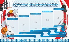 Стенд "Сдаем на норматив" Вариант 1 - fgospostavki.ru - Красный Сулин