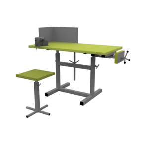 Верстак ученический комбинированный с тисками и струбциной, с защитным экраном и табуретом - fgospostavki.ru - Красный Сулин