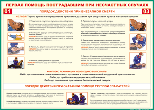 Таблица "Порядок действий при внезапной смерти" (100х140 сантиметров, винил) - fgospostavki.ru - Красный Сулин
