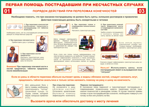 Таблица "Порядок действий при переломах конечностей" (100х140 сантиметров, винил) - fgospostavki.ru - Красный Сулин