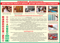 Таблица "Действия при пожаре в школах, детских дошкольных учреждениях" (100х140 сантиметров, винил) - fgospostavki.ru - Красный Сулин
