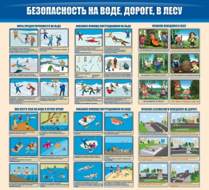 Стенд "Безопасность на воде, дороге, в лесу" - fgospostavki.ru - Красный Сулин