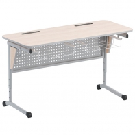 Стол ученический двухместный с перфорированной панелью, наклоном столешницы (0-24°) и корзиной - fgospostavki.ru - Красный Сулин