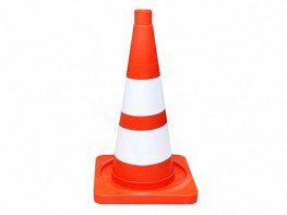 Сигнальный дорожный конус (мягкий, с двумя белыми полосами) - fgospostavki.ru - Красный Сулин