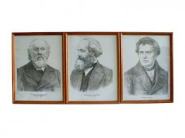 Портреты выдающихся физиков (деревянная рамка, под стеклом) - fgospostavki.ru - Красный Сулин