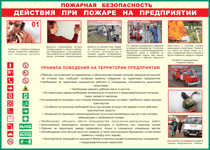 Таблица "Действия при пожаре на предприятии" (100х140 сантиметров, винил) - fgospostavki.ru - Красный Сулин