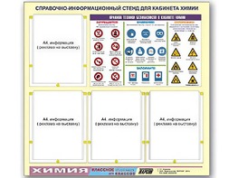 Стенд информационный "Правила техники безопасности в кабинете химии" (80х75, 4 кармана) - fgospostavki.ru - Красный Сулин