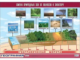 Таблица демонстрационная "Смена природных зон от полюсов к экватору" (винил 100*140) - fgospostavki.ru - Красный Сулин