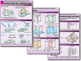 Комплект таблиц по геометрии "Стереометрия. Основные построения в пространстве" (8 таблиц, А1, ламинированные) - fgospostavki.ru - Красный Сулин