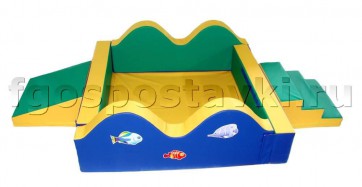 Сухой бассейн "Волна-1" 1,5х1,5м с аппликацией лестницой и скатом - fgospostavki.ru - Красный Сулин